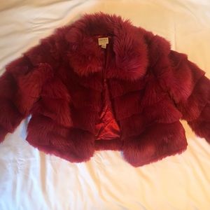 Forever 21 fur coat in red